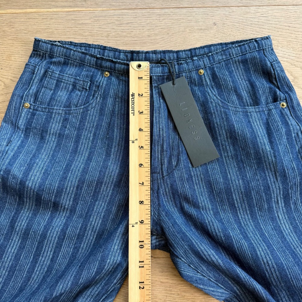 Lioness Charismatic Pinstripe Denim Set Corset Top S and Flare Jeans XS Blue - Picture 12 of 16